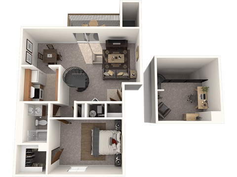 Floor plan for 1 bed, 1 bath, 840 sqft
